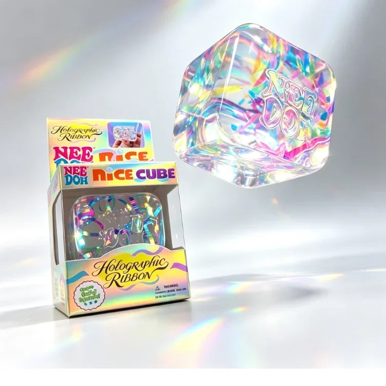 Nee Doh Sensory Squeeze Toys – Holographic Cube & Color Options