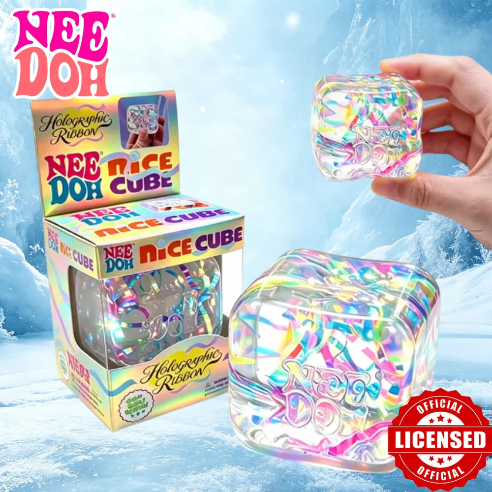 Nee Doh Sensory Squeeze Toys – Holographic Cube & Color Options