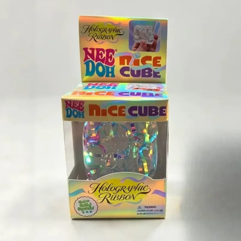 Nee Doh Sensory Squeeze Toys – Holographic Cube & Color Options